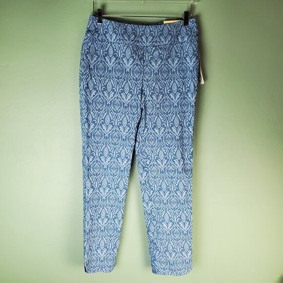 Soft Surroundings Women Tesoro Blue Pull On Straight Leg Ankle Pants Size Medium - Picture 1 of 8
